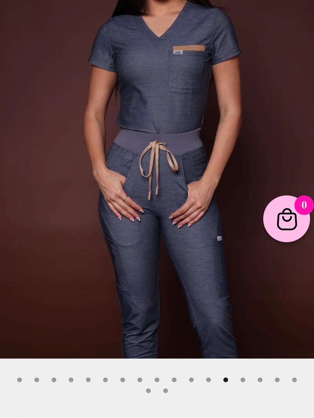 Ashh Aneesa Midnight Denim Scrub top + joggers